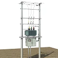 Industrial Equipment With Metal Frame Suspended Cables And Outdoor Control Cabinet Structure