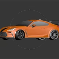 Orange Sports Car with Black Stripes Rear Spoiler Black Wheels and Aerodynamic Design