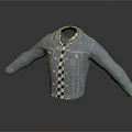 Casual Blue Denim Jacket With Black And White Checkered Shirt Long Sleeve