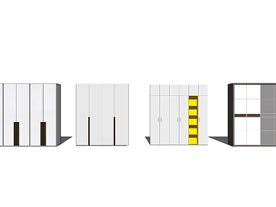 Modern Wardrobe Designs With White Black Yellow Doors And Storage Features 3d model