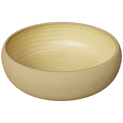 Beige Round Ceramic Washbasin With Matte Surface And Smooth Interior 3d model