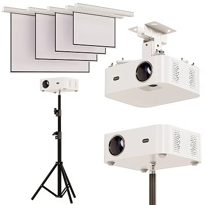 Projection Monitoring Setup With Projectors Screens And Mounts 3d model