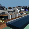 Modern Luxury Villa With Open Terrace Swimming Pool Palm Trees And Sun Loungers