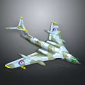 Military Transport Aircraft Model With Camouflage Paint Royal Air Force Insignia And Yellow Tail Fin