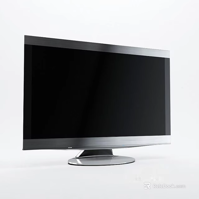 Sleek Modern Computer Monitor With Black Screen Silver Bezel And Stable Stand Design 3d model 