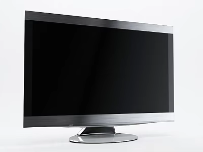 Sleek Modern Computer Monitor With Black Screen Silver Bezel And Stable Stand Design 3d model