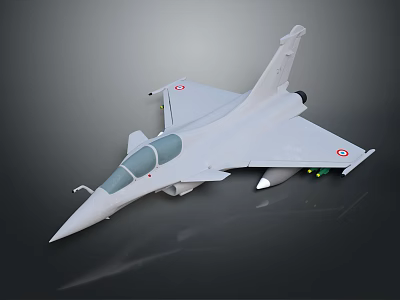 White Fighter Jet Model with Transparent Canopy and Red Wing Insignia on Dark Background 3d model