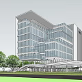 Modern Office Building Exterior Design With Glass Curtain Walls Greenery And Surrounding Trees