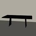 Modern Black Long Dining Table With Unique Legs In Minimalist White Room 3d model