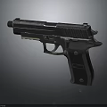 Black Metal Handgun Weapon Design With Detailed Grip And Textured Body