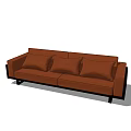Modern Brown Two Seater Sofa With Three Cushions And Black Armrests 3d model