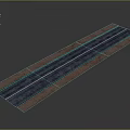 Detailed Roadway Model with Striped Blue and Red Surface and White Center Lines