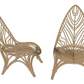 Stylish Natural Rattan Leisure Chairs With Leaf Shaped Design For Outdoor Use