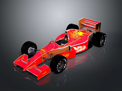 Red Streamlined Racing Car With Aerodynamic Design Large Wheels Rear Wing And Sporty Exterior 3d model