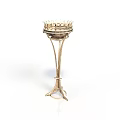 Elegant Antique Gold Candelabra With Tall Pedestal Base And Multiple Candle Holders