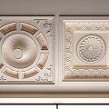 Elegant Ceiling Design With Floral Motifs Recessed Lighting Square Circular Patterns And Carved Trim