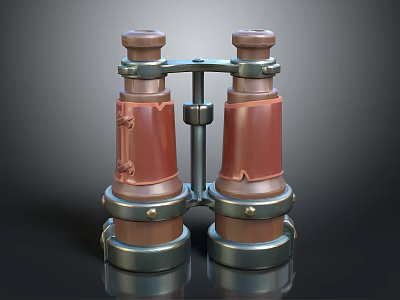 Vintage Copper Binoculars With Dual Barrels Metal Frame And Classic Design 3d model