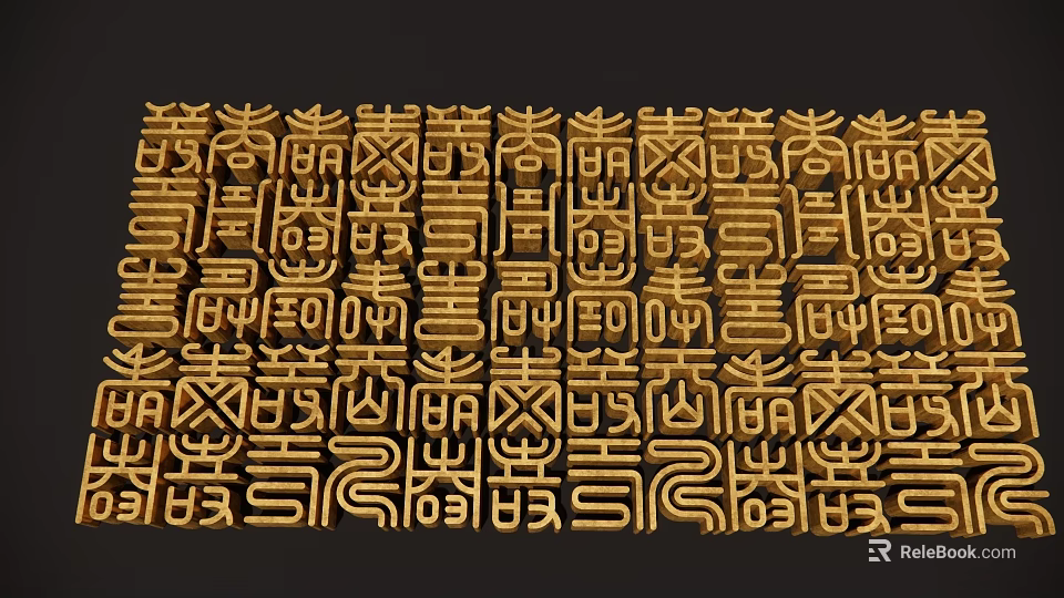 Golden Intricate Pattern Hanging Decor With Artistic Design For Home Wall 3d model 