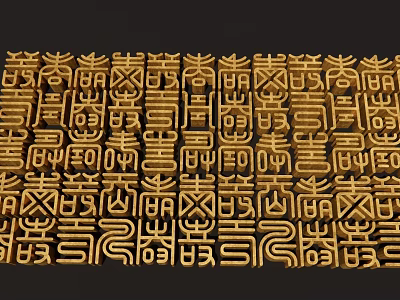 Golden Intricate Pattern Hanging Decor With Artistic Design For Home Wall 3d model