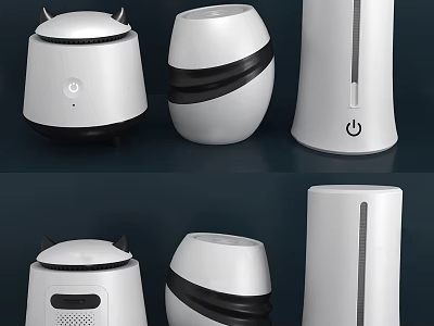 White Household Electrical Appliances With Modern Design Various Shapes And Black Accents 3d model