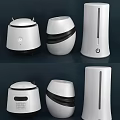 White Household Electrical Appliances With Modern Design Various Shapes And Black Accents