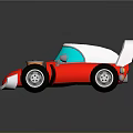 Red Playful Toy Car With White Seat Blue Windshield And Black Wheels