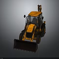 Orange JCB Excavator With Front Bucket Enclosed Cab And Large Wheels Design 3d model