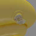 Yellow And White Inflatable Swim Rings Stacked For Summer Pool Use