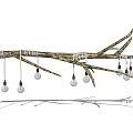 Rustic Tree Branch Chandelier With White Rope And Hanging Glass Bulbs