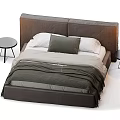 Comfortable Double Bed With Brown Upholstered Headboard White Pillows Green Blanket And Nightstand