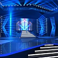Stunning Stage Design With Blue Lighting Steps And LED Display Screen