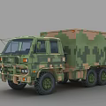 Military Utility Vehicle With Camouflage Pattern Six Wheel Design And Cargo Container