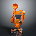 Orange Digital Device With Circular Antenna Modular Body And Stable Metal Stand