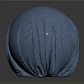 Elegant blue fabric covered sphere with pleated texture on black reflective surface 3d model