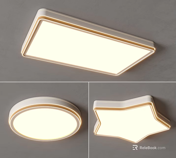 Modern Ceiling Lights with Rectangular Circular and Star Shaped Contemporary Design 3d model 
