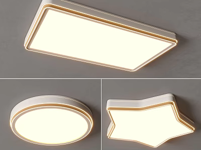Modern Ceiling Lights with Rectangular Circular and Star Shaped Contemporary Design 3d model