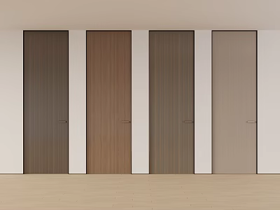 New Chinese Style Bedroom Door Single Door Solid Wooden Door 3d model
