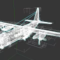 Camouflage Painted Passenger Plane With Multiple Propellers And Green White Color Scheme