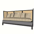 Modern Sectional Sofa With Woven Backrest Light Cushions And Dark Frame 3d model