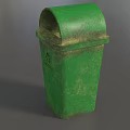 Public Facility Green Trash Bin With Lid For Urban Outdoor Settings