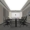 Modern Conference Room Interior With Round Table Projector Screen And Wall Displays 3d model