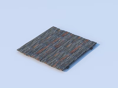 Square Rustic Wooden Mat With Natural Wood Texture For Home Living 3d model