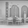 Modern Dining Table and Chair Combination 3d model
