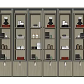 Modern Wooden Display Shelves With Multiple Layers And Organized Storage Items