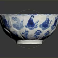 Handcrafted Decorative Bowl With Artistic Sculpture Carving And Intricate Blue And White Patterns
