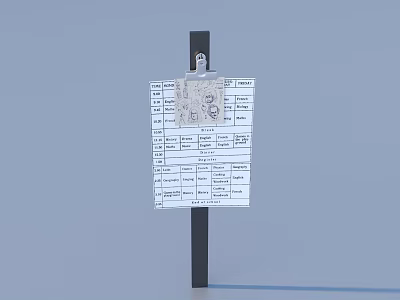Essential Household Organizer Black Pole With Hanging Paper Lists For Daily Planning 3d model