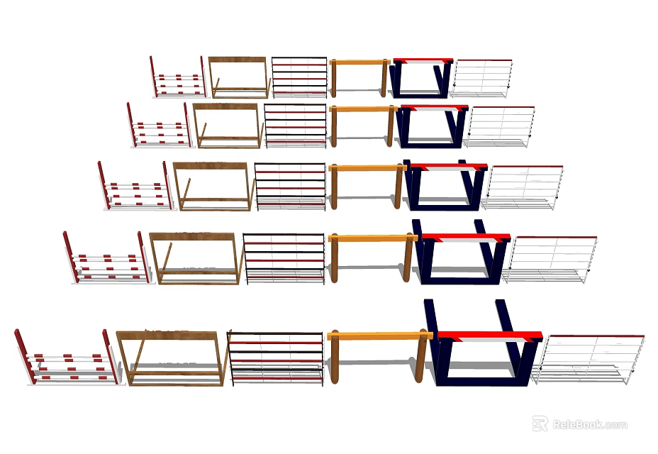 Diverse Sports Equipment Collection With Training Racks And Storage Units 3d model 