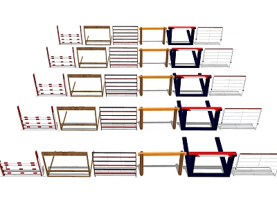 Diverse Sports Equipment Collection With Training Racks And Storage Units 3d model