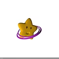 Cartoon Yellow Star with Smiling Face and Purple Rings Design