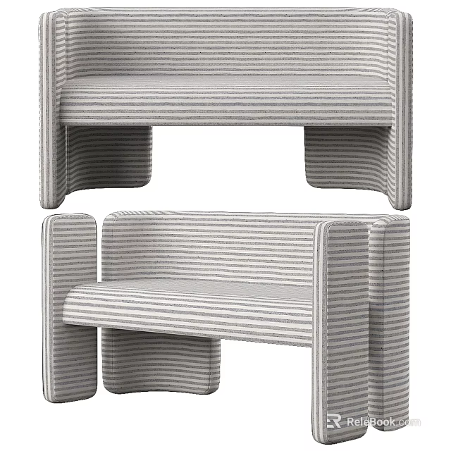 Modern Sectional Sofa With Striped Fabric And Comfortable Armrest Design For Living Room 3d model 